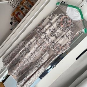 BCBGMaxAzria Gray and Pink Lace Dress
